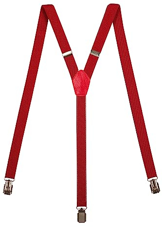 Olata schmale Hosenträger Y Form – längenverstellbare Unisex Hosenträger – 2 cm. Rot
