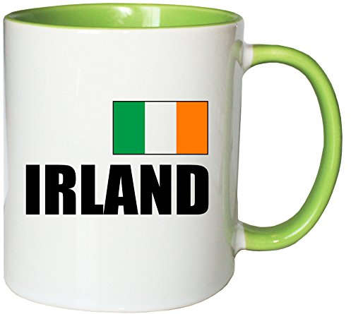 Mister Merchandise Kaffeetasse Irland Fahne Flag Teetasse Becher, Farbe: Weiß-Grün