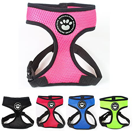 Dog Harness Puppy Harness Small Dog Harness Waterproof Soft Mesh Fabric Dog Puppy Pet Adjustable Harness Lead Leash Clip (M, Pink)