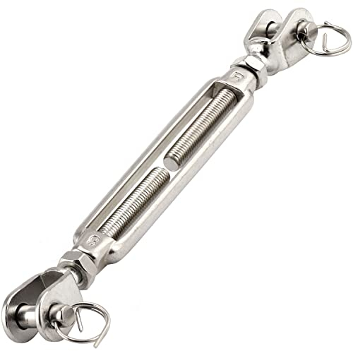 OPIOL QUALITY® Wantenspanner Gabel - Gabel M10 aus Edelstahl A4 V4A (10 Stück) Geschweißt Offen Seilspanner Spannschlos Spanner Spannschlösser Spannschraube