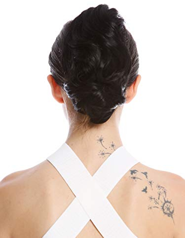 WIG ME UP - 1028-V-1 Haarteil Zopf Pferdeschwanz kurz voluminös wellig Schwarz 20 cm