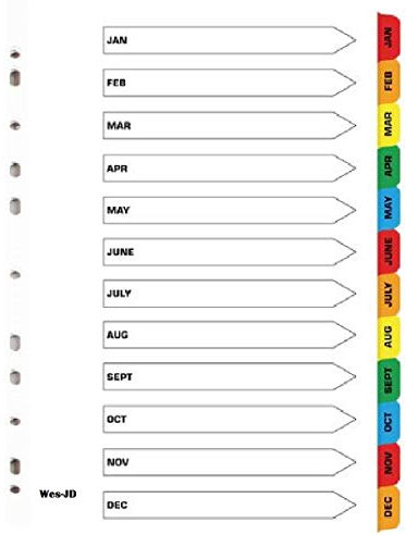 A4 File Subject Dividers A-Z Part Multi-Coloured Tabs with Reinforced Multi Punched Mylar tabs 150gsm (Pack of 5)