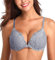 Deyllo Damen Push Up BH mit Blumen Spitze Schalen Bügel BH Gepolstert Elegant(Silbergrau,80B)
