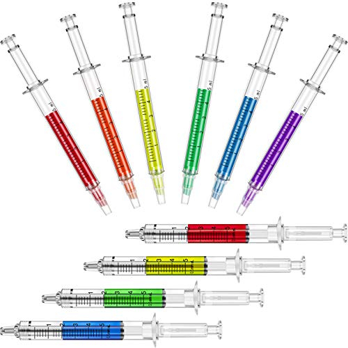 24 Stücke Spritze Kugelschreiber Spritze Textmarker Neuheit Fluoreszierende Nadel Stift Party Gefallen für Büro Schule Gebrauch Student Geburtstag, Unterscheidlich Farben