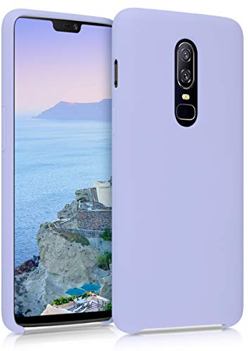kwmobile Hülle kompatibel mit OnePlus 6 Hülle - Silikon Handy Case - Handyhülle weiche Oberfläche - kabelloses Laden - Pastell Lavendel