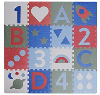 Kindsgut Spielmatte für den Boden aus Puzzleteilen, Perfekt zum Krabbeln, Toben und Spielen, Zahlen Lernen, schöne Motive und dezente Farben, Bodenmatte, Aron