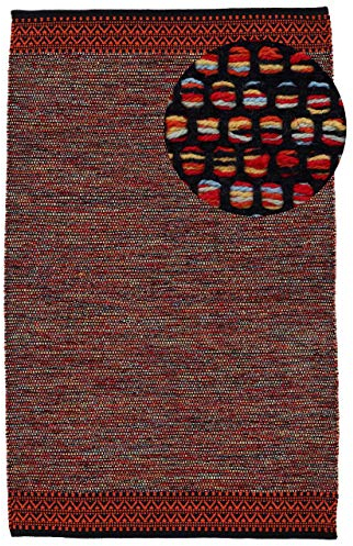 carpetfine Baumwollteppich Kelim Mia Orange 80x150 cm | Moderner Teppich für Wohn- und Schlafzimmer
