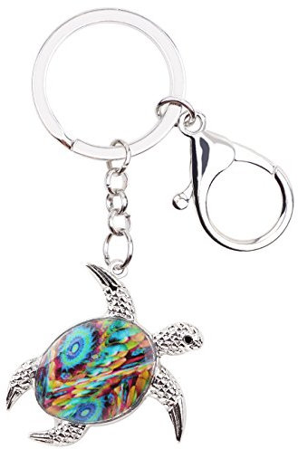 DUOWEI Porte-clé Tortue de Mer En Émail Porte-clé Sac À Main Pour Femme Fille Cadeau (Bleu)