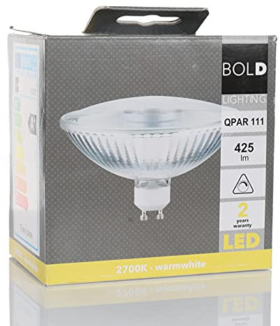BOLD Lighting QPAR 111 (ES 111) LED GU10 Reflektor-Leuchtmittel (425 Lumen | Dimmbar | 6,5 W entsprechen 40 W | 2700k warmweiß | 15.000 Std. Laufzeit),Aluminium