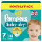 Pampers Baby-Dry Größe 7, 132 Windeln, 15kg+, Monatspackung, bis zu 100 Prozent auslaufsichere Nacht
