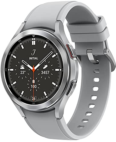Samsung Galaxy Watch4 Classic, Runde LTE Smartwatch, Wear OS, drehbare Lünette, Fitnessuhr, Fitness-Tracker, 46 mm, Silver