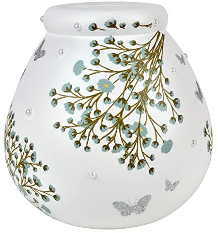 Pot of Dreams Floral Bloom Hand Painted Save And Smash Handcrafted Ceramic Money Box | Eco Freindly & Recyclable Piggy Bank With Message | Perfect Decorative Gift and Save for Birthdays & holiday