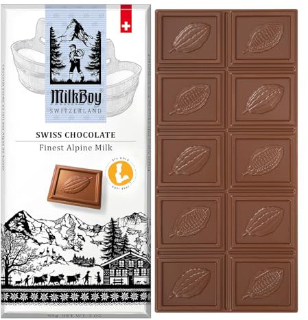 Milkboy Swiss Chocolates Chocolate Bars - Premium Swiss Alpine Milk Chocolate - Smooth European Milk Chocolates Gift - Sustainably Farmed Cocoa - Gluten Free - 3 oz