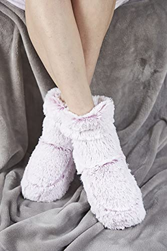 Warmies Botas para microondas, Botas de Casa Calentables con Aroma de Lavanda Seca, Pantuflas para Frio o Calor, talla única, color rosa malvavisco