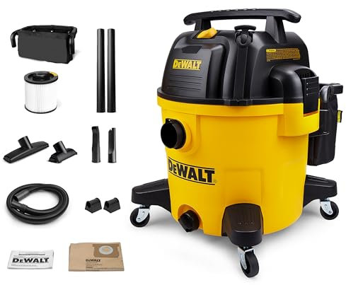 DEWALT DXV10PZ 10 Gallon Quiet Poly Wet Dry Vacuum, Yellow, Gallon