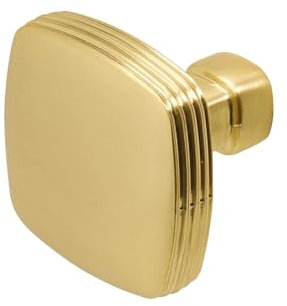 Decoranddecor Zinnia - Rounded Square Cupboard Door Knobs - Door Knobs for Cupboards, Cupboard Handles Knobs, Small Drawer Knobs, Kitchen Cupboard Knobs - 35mm Solid Zinc, Gold