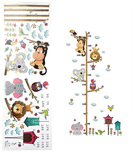 Alvinlite Selbstklebender Aufkleber – Selbstklebender niedlicher Elefant Löwe Kinder Messlatte Wandaufkleber Vinyl Aufkleber Baby Kinderzimmer Messlatte