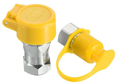 PATIKIL Hidráulico Rápida Conexión Acoplador Juego, 1 Juego Carbono Acero M22x1,5mm Hembra Tubo Montaje Enchufe Adaptador para Construcción Agricultura con Polvo Tapa, Plata