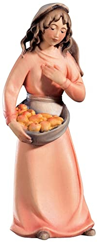 JS Garten Deko Krippenfigur Leonardo Kollektion Hirtin H 8 cm Holzfigur Holzstatue Krippe Statue aus Ahornholz von Dolfi