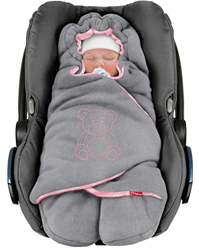 BYBOOM Baby Einschlagdecke für Babyschale, Universal Winter Decke/Kuscheldecke/Fußsack für Kindersitz, Kinderwagen oder Buggy, flauschig, kuschelig-warm, gemütlich und sehr weich