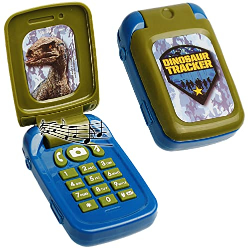 alles-meine.de GmbH Handy mit Sound - Jurassic World - Dinosaurier - für Kinder/Auto - elektrisches Kinderhandy klappen - Klapphandy Telefon - Lernhandy/Kindertelefon zum..