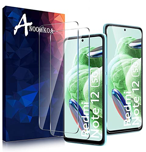 Anoowkoa Protector de Pantalla para Redmi Note 12,Cristal Templado Pantalla Entera Antihuellas elícula protectora de vidrio templado Redmi Note 12,2 PCS