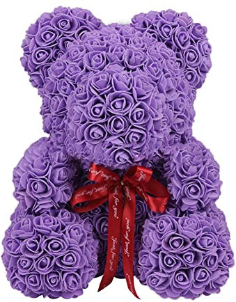 GIMOCOOL Ours Rose Eternelle 25cm en Peluche Artificielle, Ourson en Mousse - Cadeau pour La Saint Valentin, Anniversaire, Mariage De Femmes