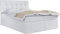 WFL GROUP Boxspringbett mit Bettkasten 120x200 140x200 160x200 180x200 200x200 Doppelbett Gepolstert Bett Mit Matratze und Topper - Stauraumbett mit Kopfteil - Weiß Kunstleder - 140 x 200 cm