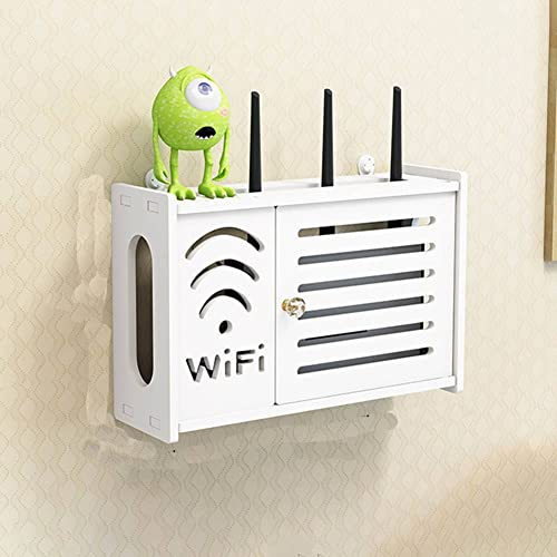 HpLive Router Box,Router Wandmontage Aufbewahrungsbox, WiFi Feuchtigkeitsbeständige Router Abdeckung Dekorative Box Regal, Wohnzimmer Wandmontage Weiß Dekorative Aufhängung Rack