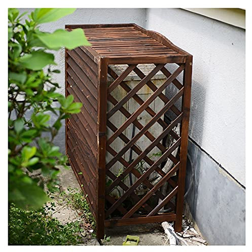 XOOPIT Abdeckung für Klimaanlagen im Freien, Klimaanlagenabdeckung, Holz, Ecke versteckte Klimaanlage Sichtschutz Zäune für Winter und Sommer, Lamellen-Design