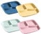 Hollylife 4pcs Divided Plate Plastic Dinner Set Reusable Microwave and Dishwasher Portion Control Diet Plates Picnic Plates for Adults Kids