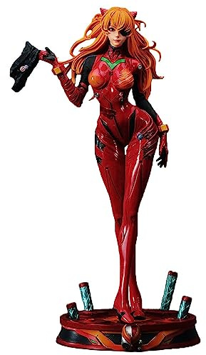 Jiumaocleu Asuka Langley Soryu Figur Statue-1/4 Maßstab große Größe Anime Figur Modell Skulptur, eng anliegend Lederkleid Stil Mädchen Figur Kollektion Display Dekoration Geschenk