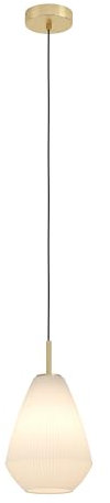 EGLO Hängelampe Caprarola, 1-flammige Pendelleuchte über Esstisch, Esszimmerlampe aus satiniertem Glas und Metall in Messing, Hängeleuchte mit E27 Fassung, Ø 20 cm