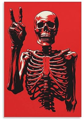AYAROS Happy Skeleton Art Poster Drucke Abstrakte Seltsame Lustige Menschliche Knochen Mode Leinwand Wanddekoration Kunstwerk für Home Office
