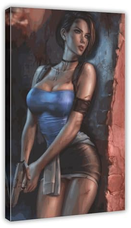 Resident Evil Jill Valentine HD Poster Leinwand Poster Wandkunst Dekor Druck Bild Gemälde für Wohnzimmer Schlafzimmer Dekoration Rahmenstil 20 x 30 cm