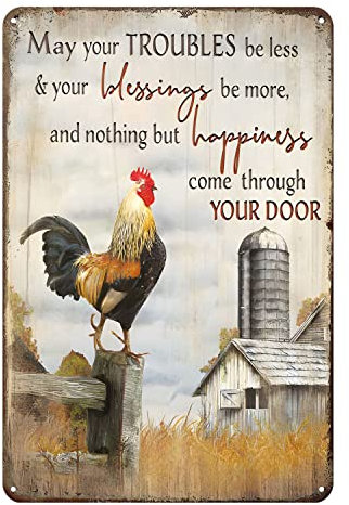 Rustikale Blechschilder, Metall, Huhn, Dekoration, Bauernhaus, Ranch, Vintage, Wandkunst, Poster für Garage, Bar, 20,3 x 30,5 cm