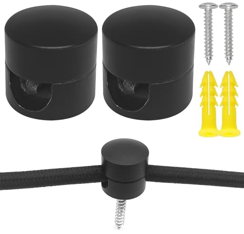 MHDUYEG Aluminium Wand- und Deckenpins 2 Stück Für Affenschaukel Lampe Deckenpins Für Textilkabel Mit Schrauben Und Dübeln Für Textilkabel Deckenbefestigung Schwarz