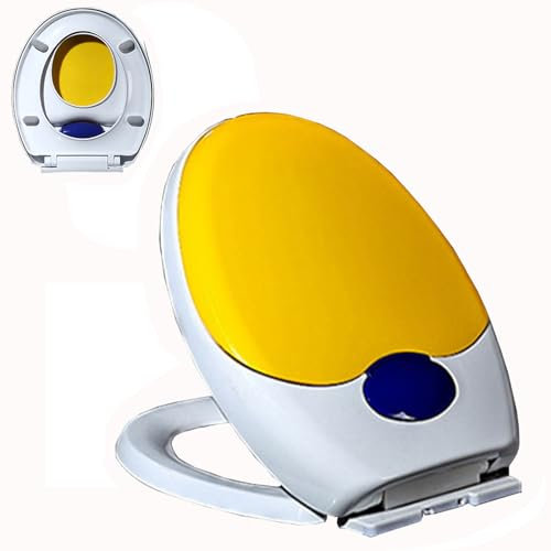 MMUNNA Toilettendeckel mit Absenkautomatik, Doppelter Soft Close für Deckel + Sitz, O Form WC Sitz mit Quick-Release-Funktion, Klodeckel mti Kind Sitze, Toilettensitz Klobrille aus PP, 07R,Gelb