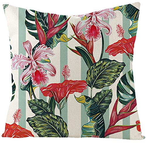 Kinde Kissenbezug 60x60 Rote Blume Couchkissen Superweicher Baumwolle Hanf Kissenbezüge Resistent Atmungsaktiv Kopfkissenbezug Verdecktem Zip Voll Waschbar Sofakissen 60x60cm/1 Pcs, 5165654