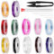 Glarks 12Rolls - Juego de pulsera elástica de cuerda, cuerda elástica de 12 colores, con tijeras en U y 5 agujas de perlas para hacer joyas