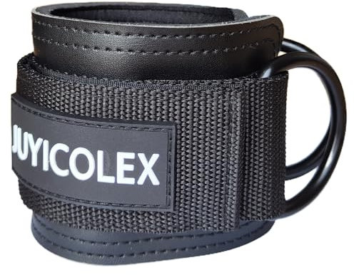 Ankle Straps for Cable Machine, Glute Kickback Ankle Strap, Ankle Cable Straps for Booty Workout, Leg Extension, Hip Abductors and Lower Body Exercises (Black - Single)