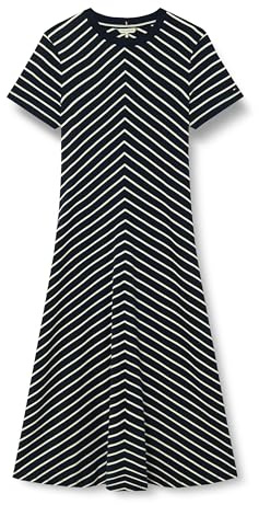 Tommy Hilfiger Damen Kleid Modern Midi Dress Fit & Flare, Mehrfarbig (Breton Dark Night Navy STP), S