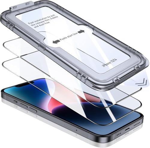 Orvifuly Kompatibel mit iPhone 13/iPhone 14 panzerglas,Full Screen Auto-Installation Schutzglas,TOP Splitterschutzfolie,9H+ Schutzglas, Ultrabeständi Kratzfest [2 Stück]