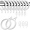 100 Pcs Plastic Curtain Hooks and Rings - White, Curtain Rings and Hooks Set