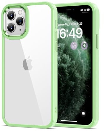 HOOMIL Case for iPhone 11 Pro, Non-Yellowing, Drop Protection, Anti-Scratch Transparent Hard Back Phone Cover - Light Green
