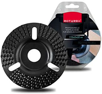 ROTAREX Schleifscheibe für Winkelschleifer 115 mm - Raspelscheibe aus Schwedischer Hartstahl für Holz (Hart und Weich)