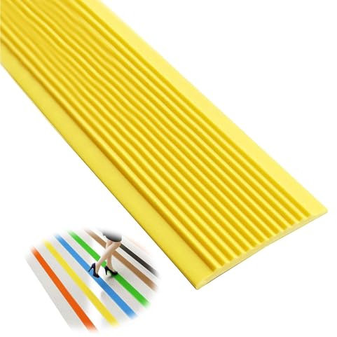 PVC-Kunststoff Antirutsch-Treppenkantenprofil, Selbstklebend Winkelprofil Kunststoff Treppen-Kantenschutz, rutschfestes Sicherheitsband für den Außen- und Innenbereich(Yellow,W 4cm)