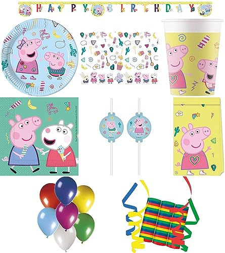 158-tlg. Set Kindergeburtstag Party Feier Fete Deko Motto Peppa Pig Messy Play