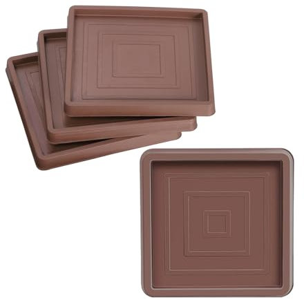 NIYATA 4 Pcs Square Furniture Coasters, 2.5 Inch Brown Rubber Feet for Furniture, Non-Slip Rubber Grip