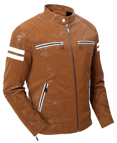 Sunnyuk Giacca Pelle Uomo, Giubbotto Moto Estivo Uomo Giubbino Regular Fit Con Protezioni Giacca Moto Metal Pelle Giubbotto Moto Rinfrescante Slim Fit Chiodo Casual Giacche Moto Elegante Leggera